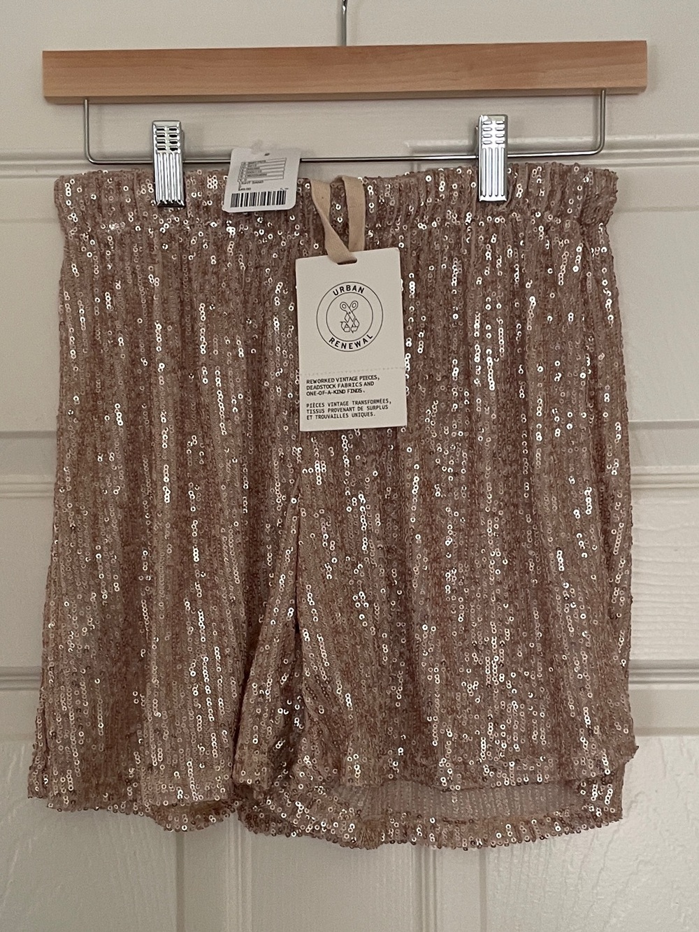 🪩 Urban Renewal Sequin High-Waist Shorts - Light Sand 🪩